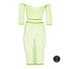 Ouch! Glow Bustier et Robe Filet Épaules dénudées Vert Fluo